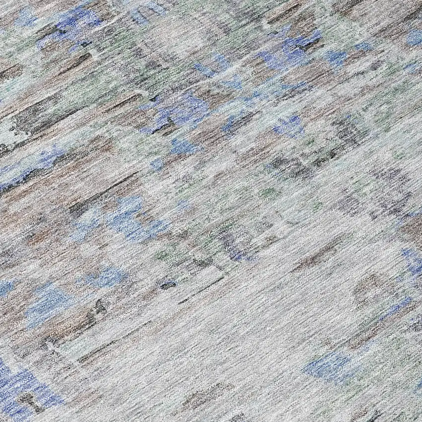 Taupe Blue And Green Abstract Washable Indoor Outdoor Area Rug Photo 5