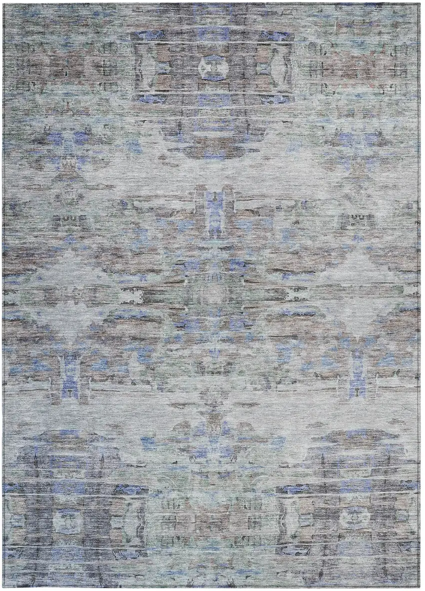 Taupe Blue And Green Abstract Washable Indoor Outdoor Area Rug Photo 7