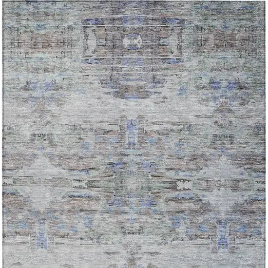 Taupe Blue And Green Abstract Washable Indoor Outdoor Area Rug Photo 7