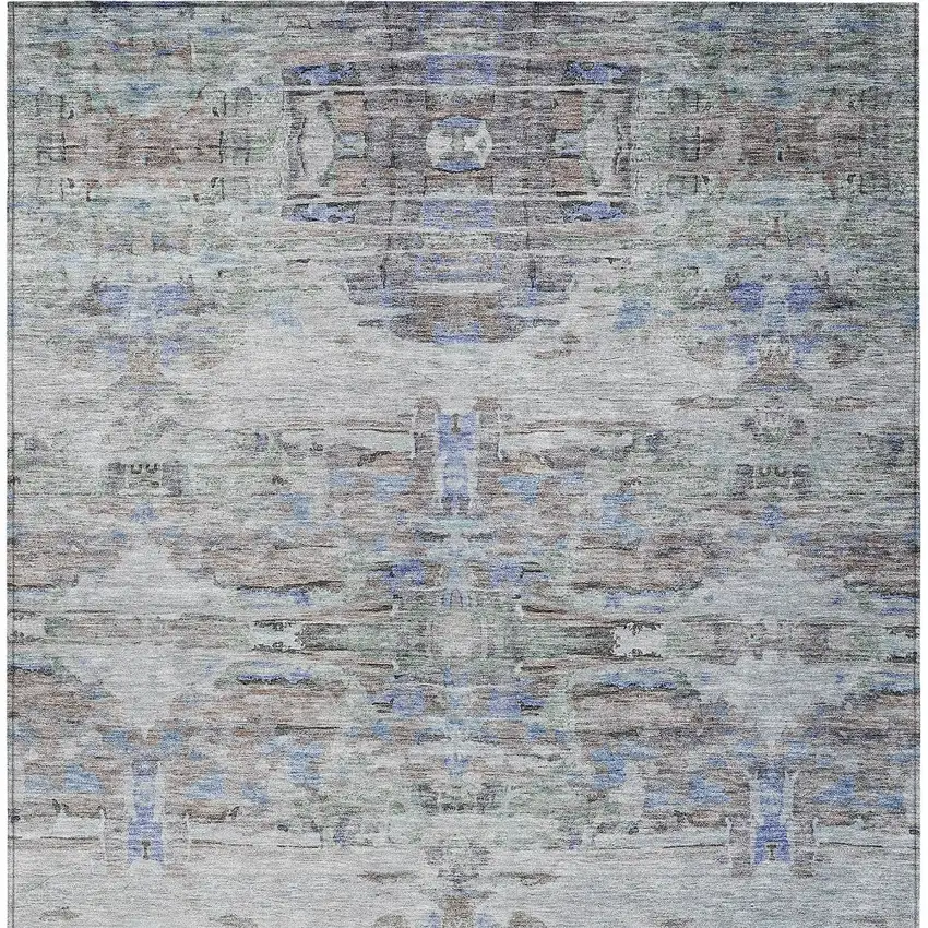Taupe Blue And Green Abstract Washable Indoor Outdoor Area Rug Photo 7