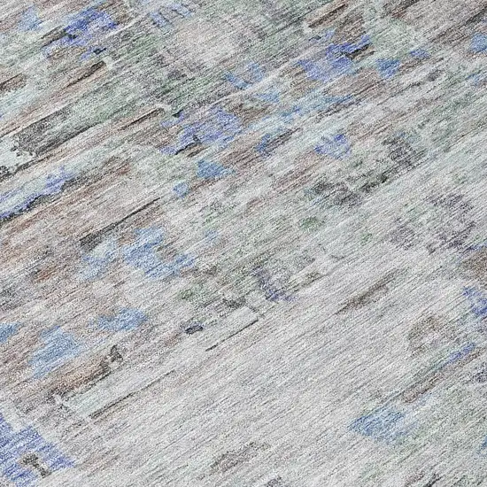 Taupe Blue And Green Abstract Washable Indoor Outdoor Area Rug Photo 5