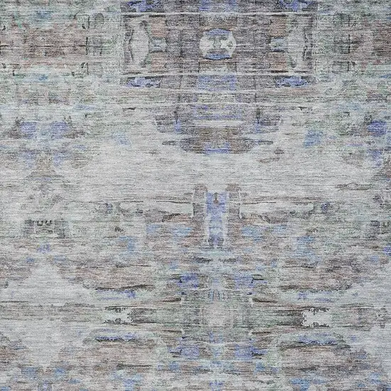 Taupe Blue And Green Abstract Washable Indoor Outdoor Area Rug Photo 6