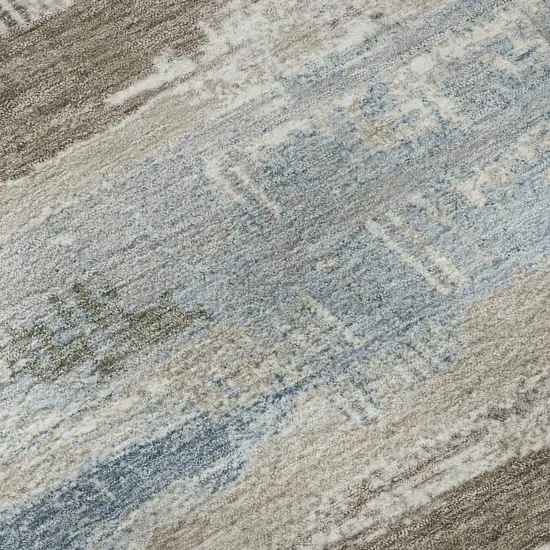 Taupe Blue And Green Striped Washable Area Rug With UV Protection Photo 9