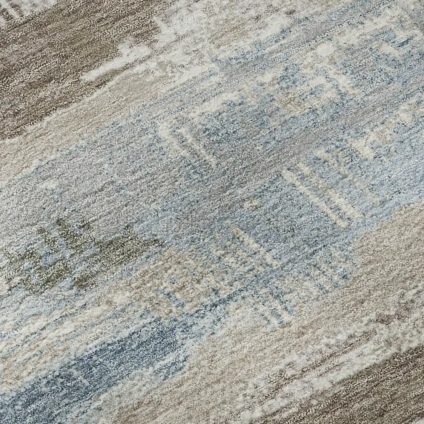 Taupe Blue And Green Striped Washable Area Rug With UV Protection Photo 9