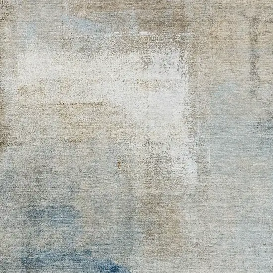 Taupe Blue And Ivory Abstract Washable Area Rug With UV Protection Photo 3