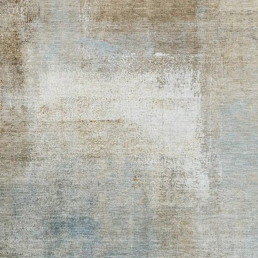 Taupe Blue And Ivory Abstract Washable Area Rug With UV Protection Photo 3