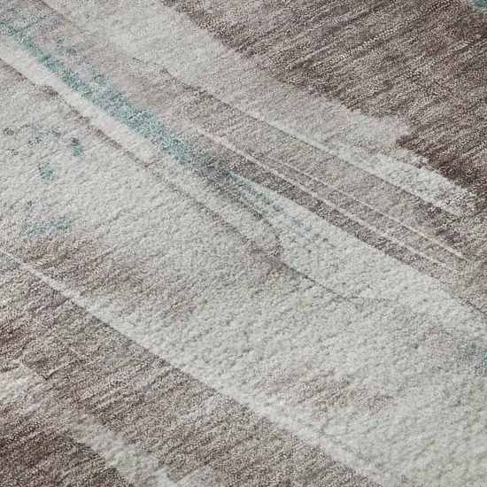 Taupe Blue And Ivory Abstract Washable Area Rug With UV Protection Photo 9