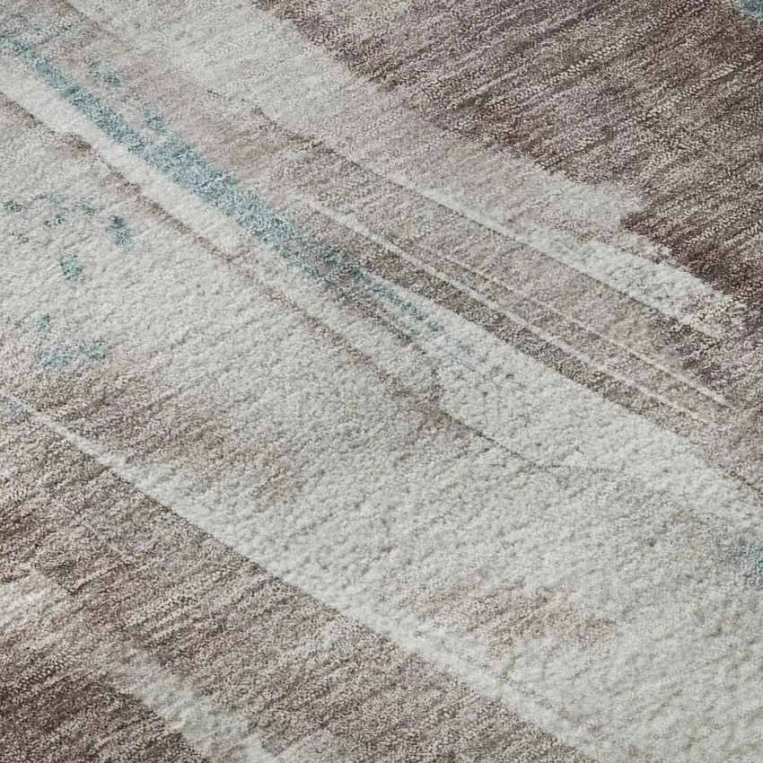 Taupe Blue And Ivory Abstract Washable Area Rug With UV Protection Photo 8