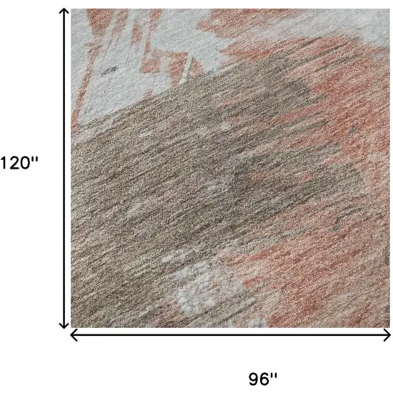 Taupe Blue And Ivory Abstract Washable Area Rug With UV Protection Photo 9