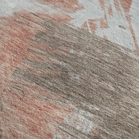 Taupe Blue And Ivory Abstract Washable Area Rug With UV Protection Photo 2