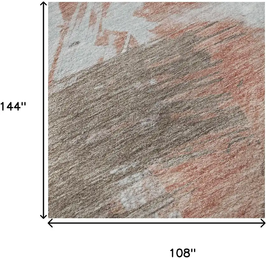 Taupe Blue And Ivory Abstract Washable Area Rug With UV Protection Photo 8