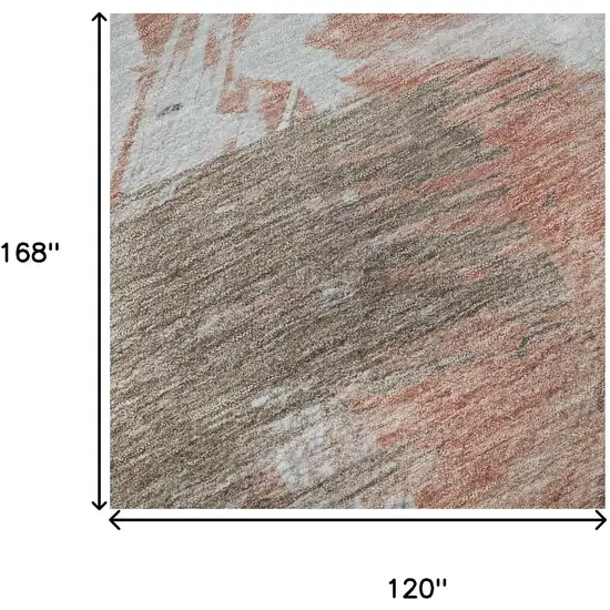 Taupe Blue And Ivory Abstract Washable Area Rug With UV Protection Photo 8