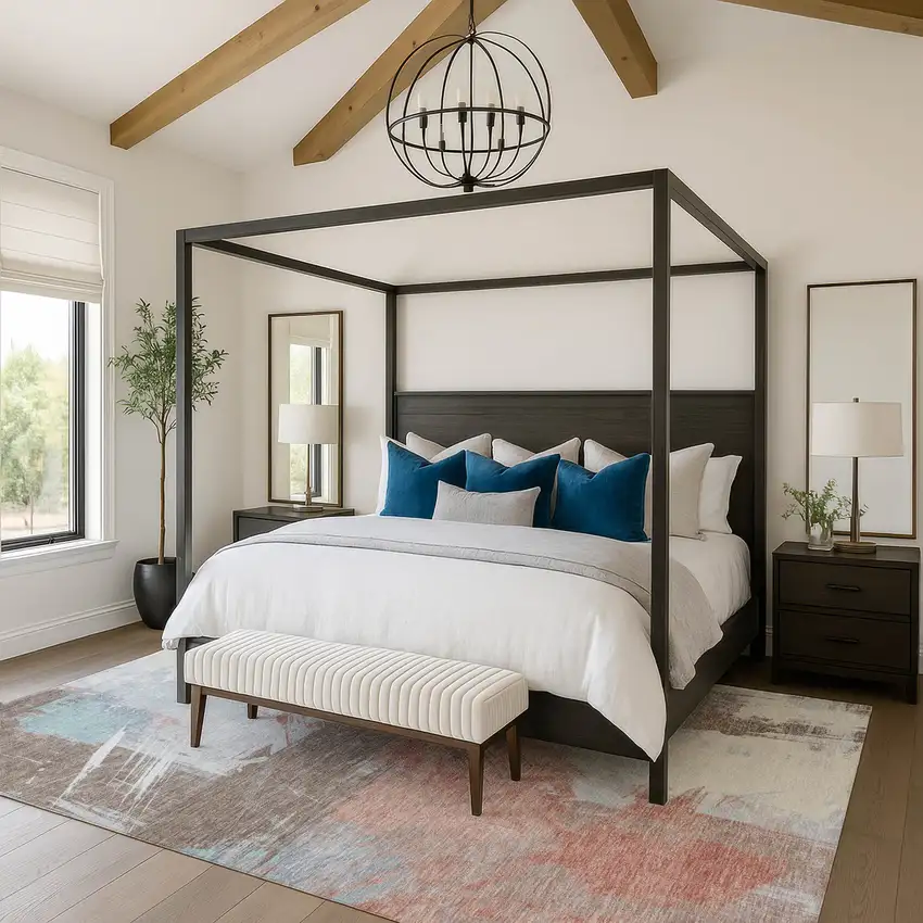 Taupe Blue And Ivory Abstract Washable Area Rug With UV Protection Photo 2