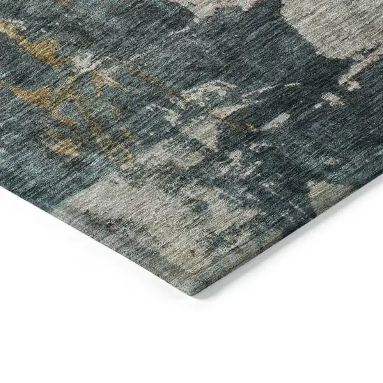 Taupe Blue And Lavender Abstract Washable Indoor Outdoor Area Rug Photo 5