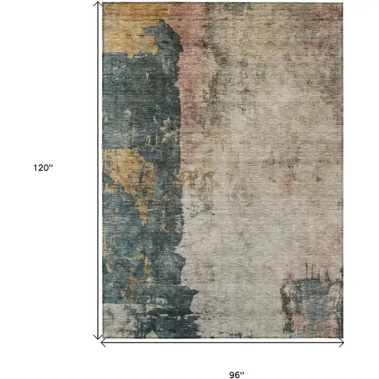 Taupe Blue And Lavender Abstract Washable Indoor Outdoor Area Rug Photo 3