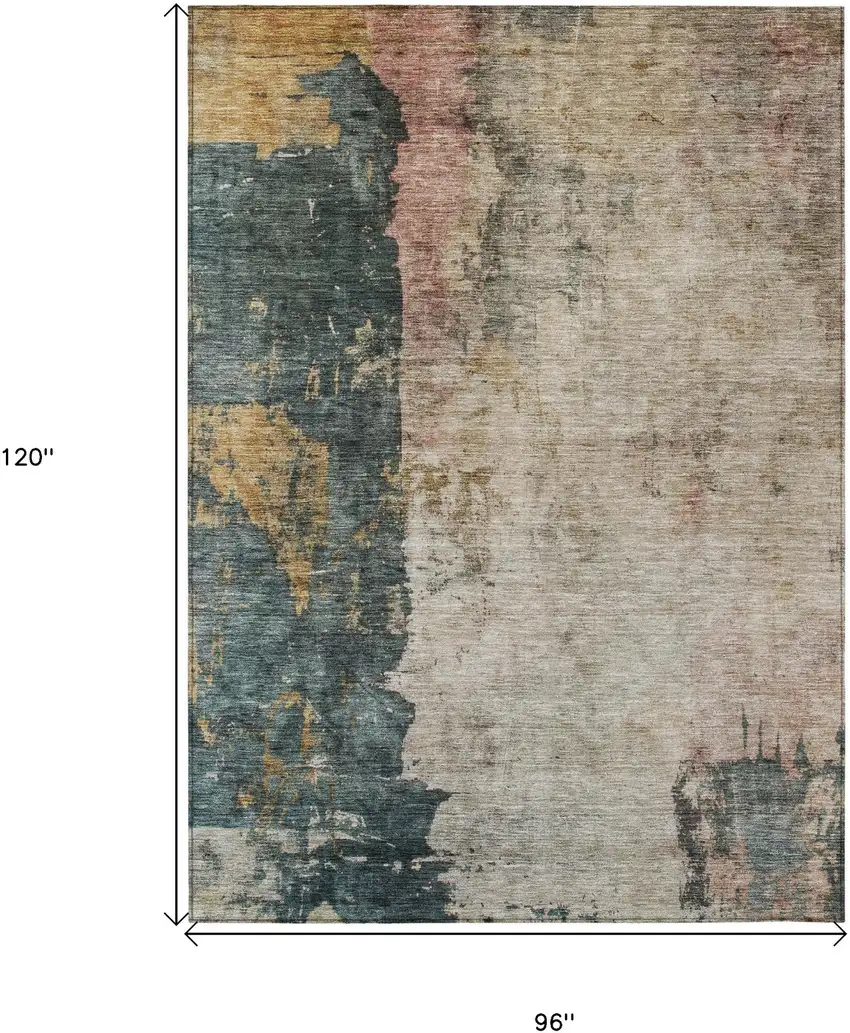 Taupe Blue And Lavender Abstract Washable Indoor Outdoor Area Rug Photo 3