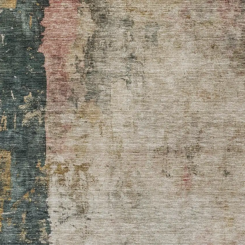 Taupe Blue And Lavender Abstract Washable Indoor Outdoor Area Rug Photo 6