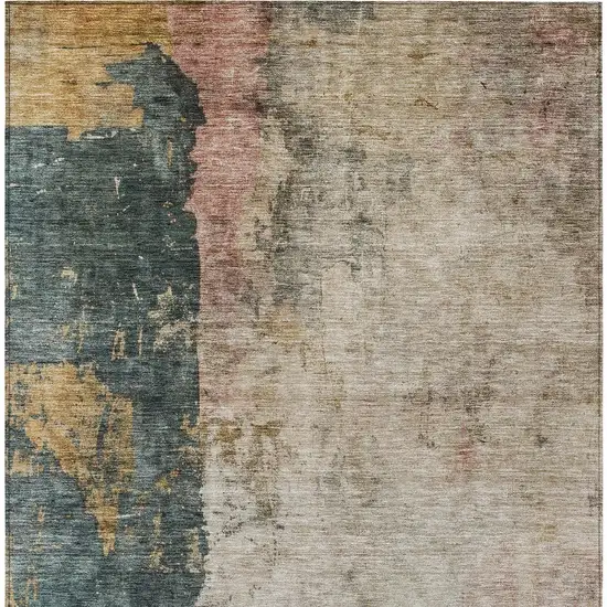 Taupe Blue And Lavender Abstract Washable Indoor Outdoor Area Rug Photo 7