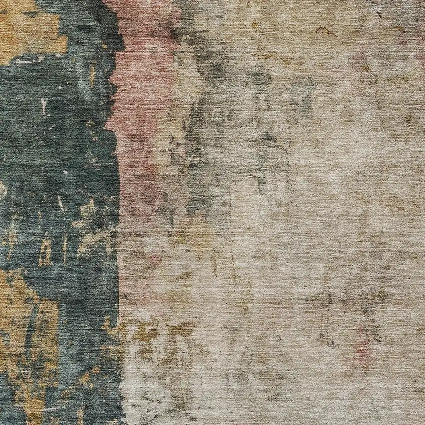 Taupe Blue And Lavender Abstract Washable Indoor Outdoor Area Rug Photo 6