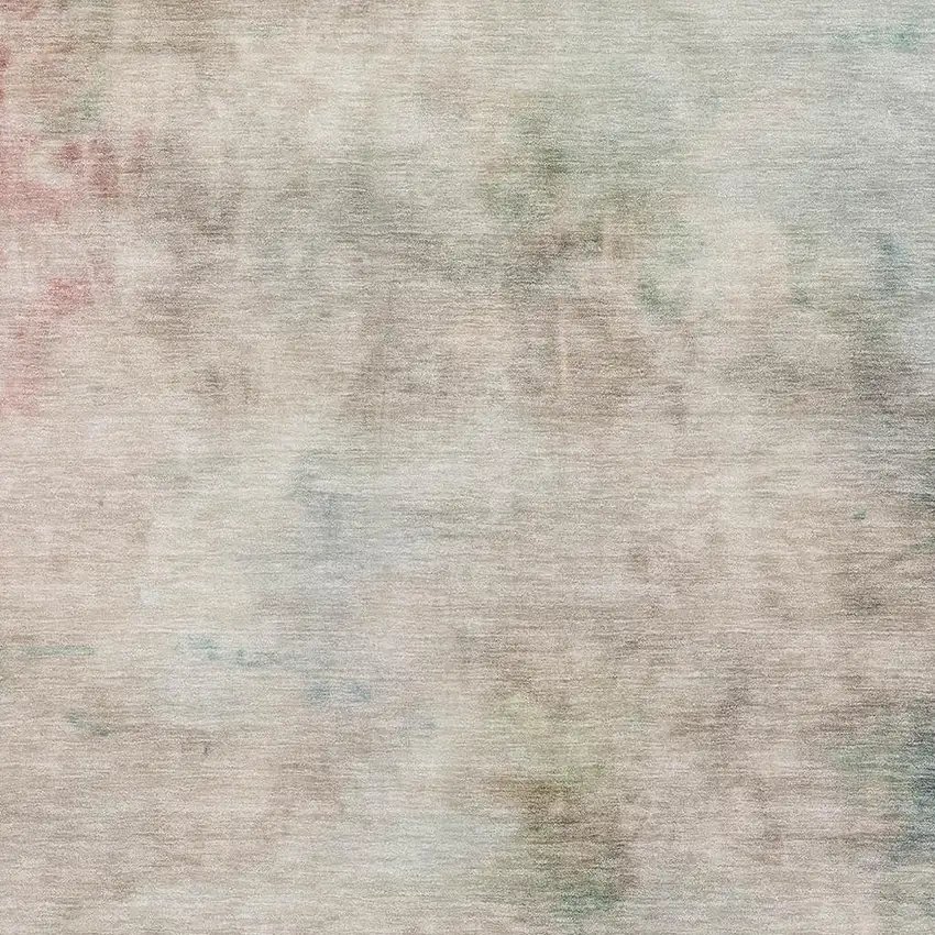 Taupe Blush And Teal Abstract Washable Area Rug With UV Protection Photo 2