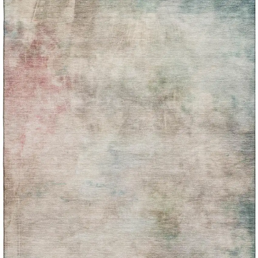 Taupe Blush And Teal Abstract Washable Area Rug With UV Protection Photo 3