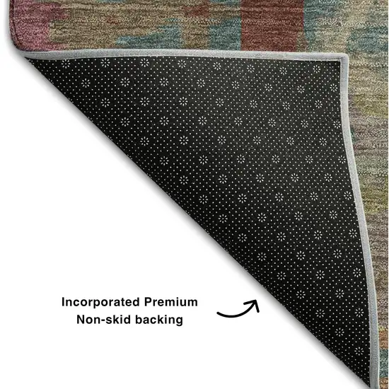 Taupe Blush And Teal Geometric Washable Area Rug With UV Protection Photo 7