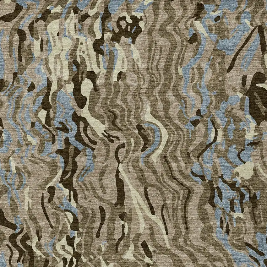 Taupe Brown And Beige Abstract Washable Indoor Outdoor Area Rug Photo 6