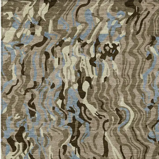 Taupe Brown And Beige Abstract Washable Indoor Outdoor Area Rug Photo 6