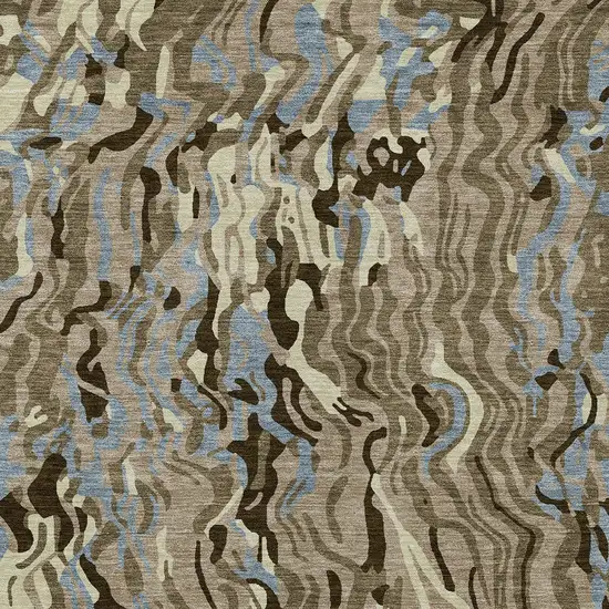 Taupe Brown And Beige Abstract Washable Indoor Outdoor Area Rug Photo 6