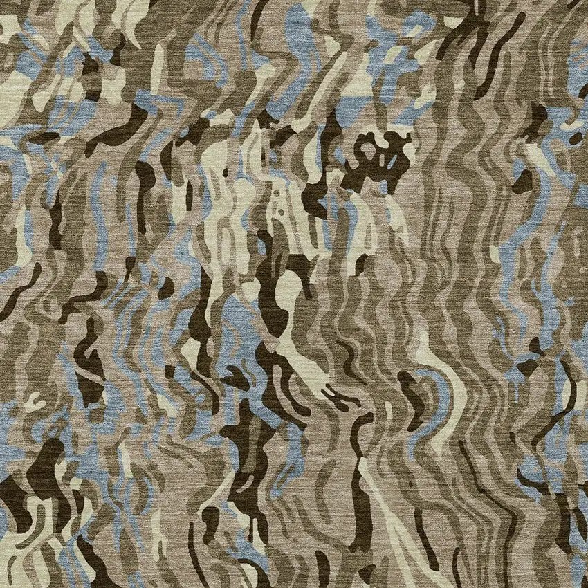 Taupe Brown And Beige Abstract Washable Indoor Outdoor Area Rug Photo 6