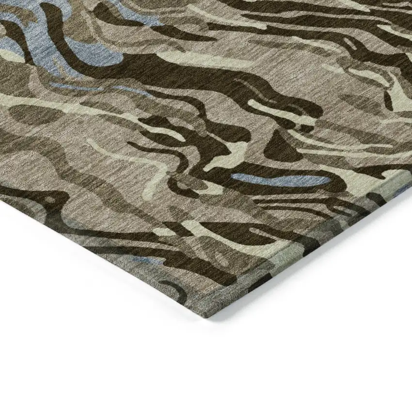Taupe Brown And Beige Abstract Washable Indoor Outdoor Area Rug Photo 4