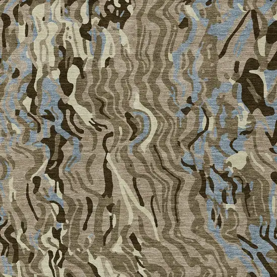 Taupe Brown And Beige Abstract Washable Indoor Outdoor Area Rug Photo 6