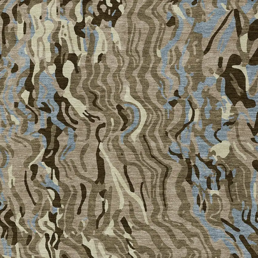Taupe Brown And Beige Abstract Washable Indoor Outdoor Area Rug Photo 6