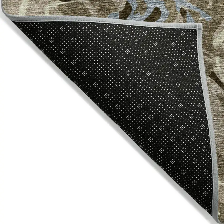 Taupe Brown And Beige Abstract Washable Indoor Outdoor Area Rug Photo 5