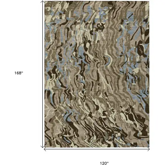 Taupe Brown And Beige Abstract Washable Indoor Outdoor Area Rug Photo 3