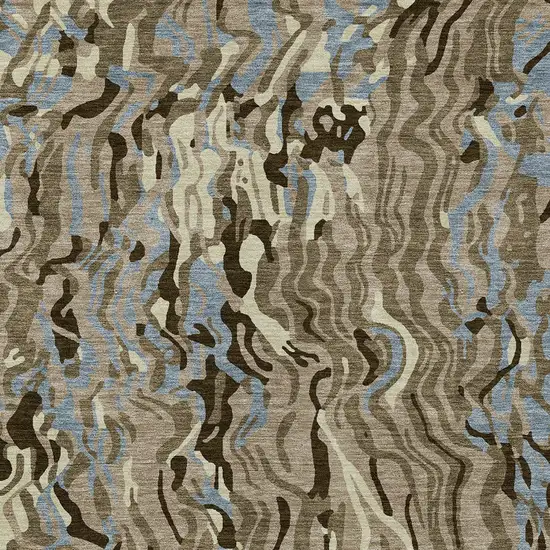 Taupe Brown And Beige Abstract Washable Indoor Outdoor Area Rug Photo 6