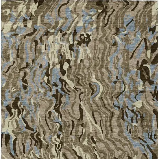 Taupe Brown And Beige Abstract Washable Indoor Outdoor Area Rug Photo 7
