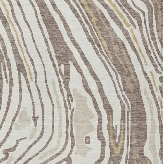 Taupe Brown And Beige Abstract Washable Indoor Outdoor Area Rug Photo 6