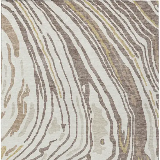 Taupe Brown And Beige Abstract Washable Indoor Outdoor Area Rug Photo 7