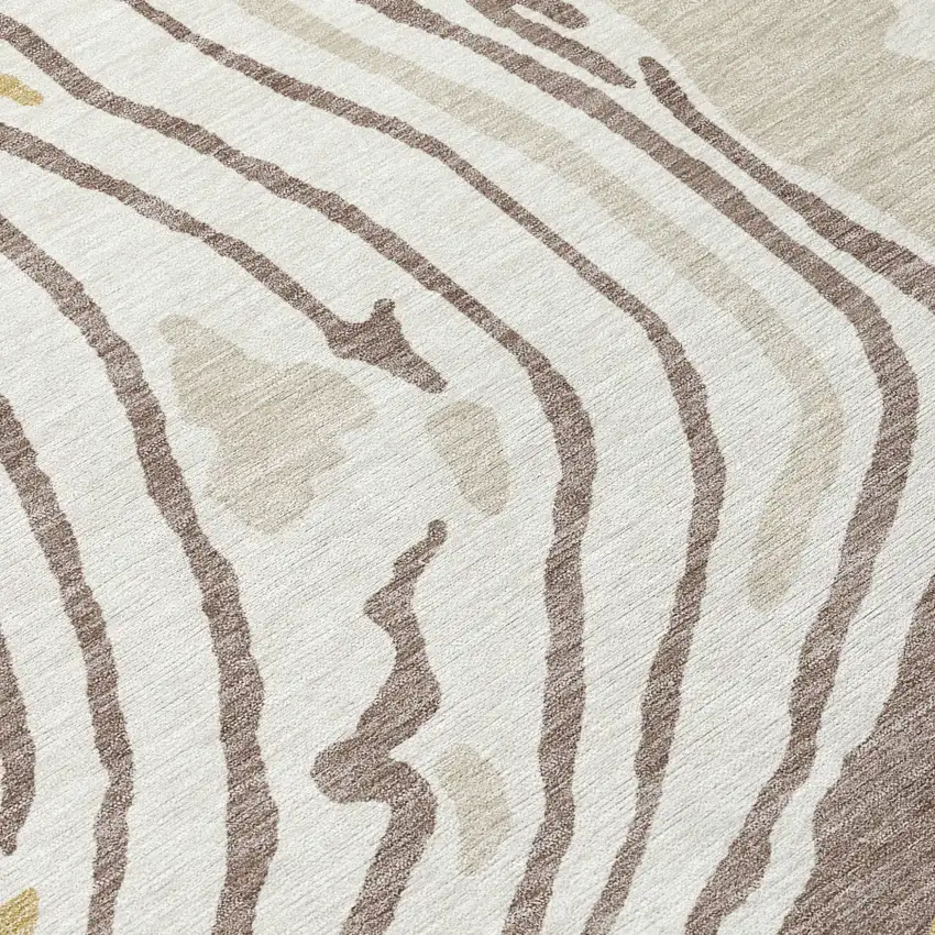 Taupe Brown And Beige Abstract Washable Indoor Outdoor Area Rug Photo 5