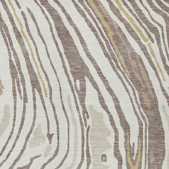 Taupe Brown And Beige Abstract Washable Indoor Outdoor Area Rug Photo 6
