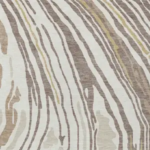 Photo of Taupe Brown And Beige Abstract Washable Indoor Outdoor Area Rug