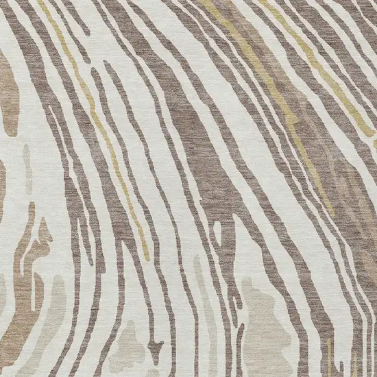 Taupe Brown And Beige Abstract Washable Indoor Outdoor Area Rug Photo 6