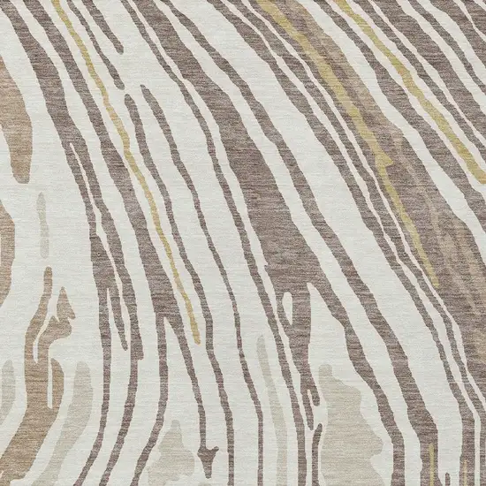 Taupe Brown And Beige Abstract Washable Indoor Outdoor Area Rug Photo 6