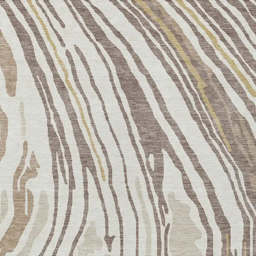 Taupe Brown And Beige Abstract Washable Indoor Outdoor Area Rug Photo 6