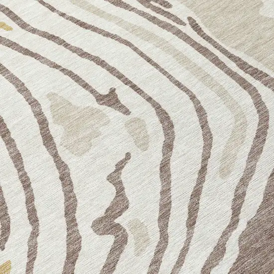 Taupe Brown And Beige Abstract Washable Indoor Outdoor Area Rug Photo 5