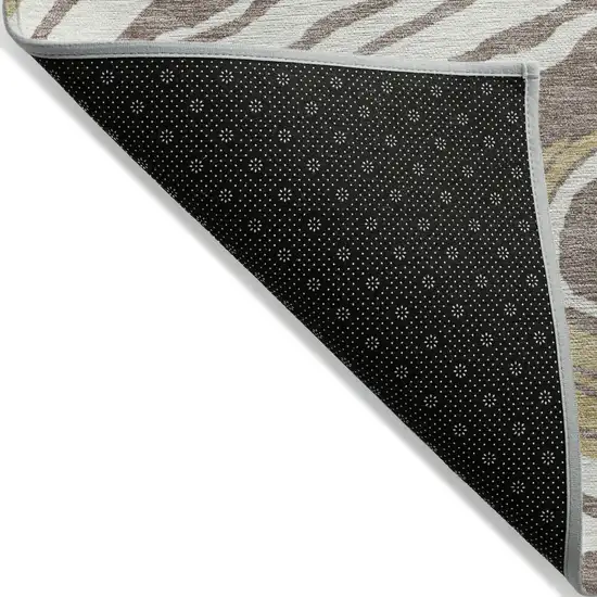 Taupe Brown And Beige Abstract Washable Indoor Outdoor Area Rug Photo 3