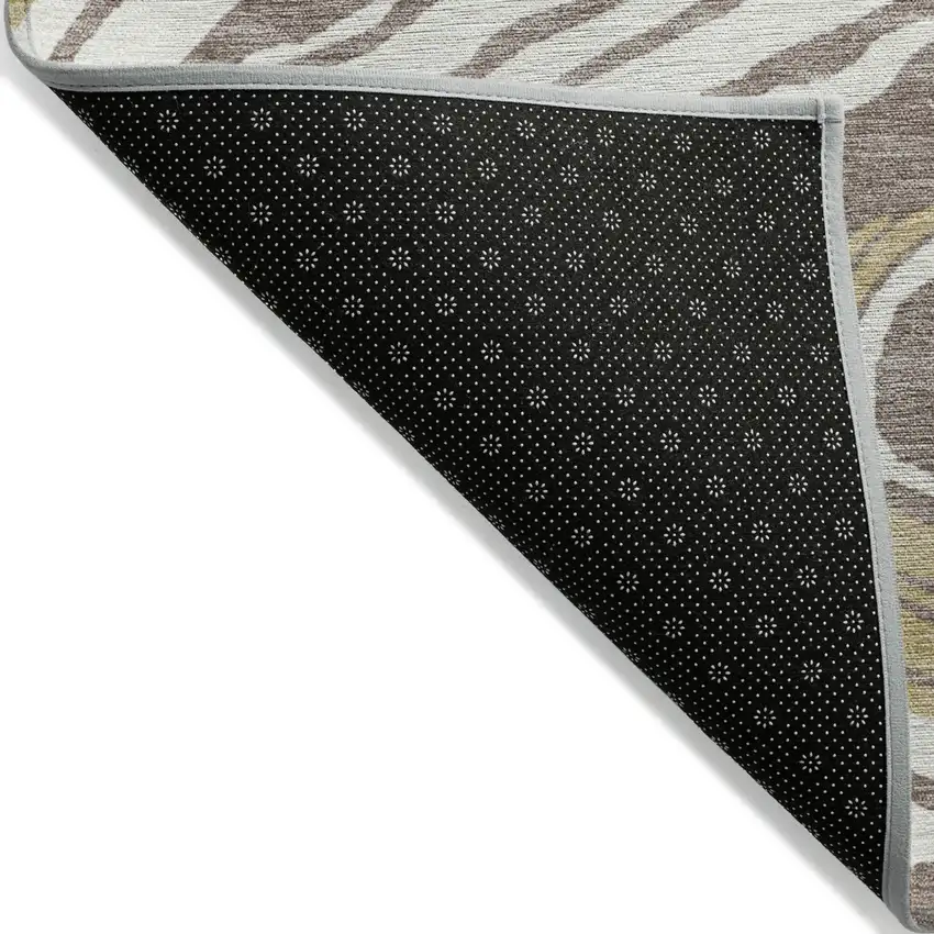 Taupe Brown And Beige Abstract Washable Indoor Outdoor Area Rug Photo 3