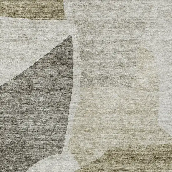 Taupe Brown And Beige Abstract Washable Indoor Outdoor Area Rug Photo 5