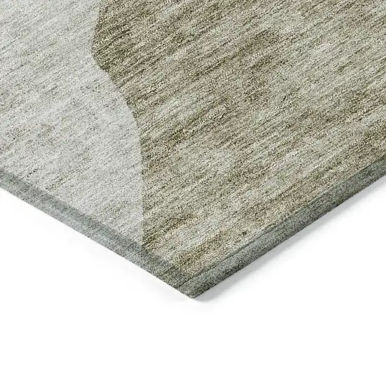 Taupe Brown And Beige Abstract Washable Indoor Outdoor Area Rug Photo 4